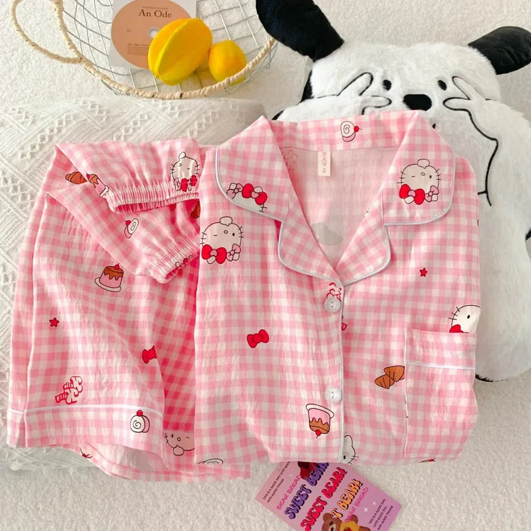Hello Kitty Anime Pajamas | Cute Short-Sleeve & Shorts Set