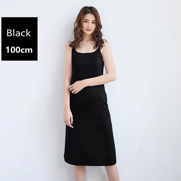 Elegant Modal Full Slip Dress Sleeveless Camisole Inner Dress