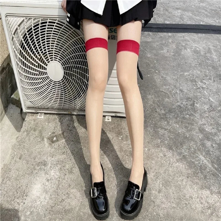 Women Over The Knee Lace Thigh High Socks Transparent Hosiery