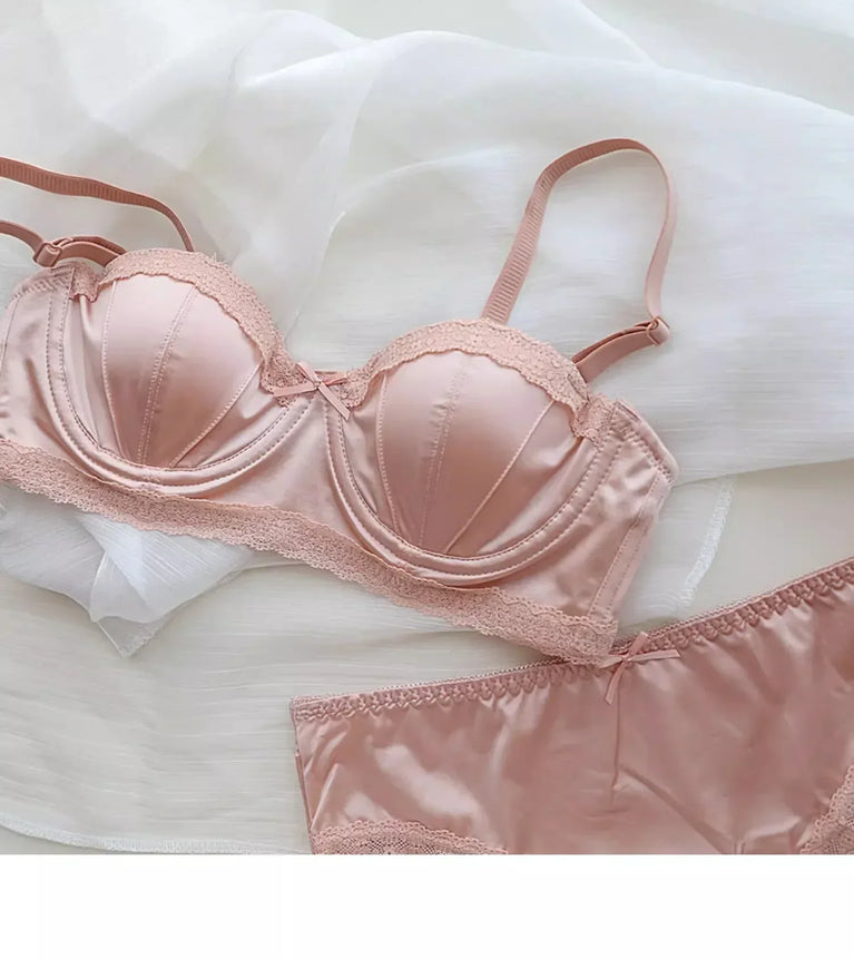 Luxury Satin Deep V Bra | Soft Steel-Free Push-Up Lingerie
