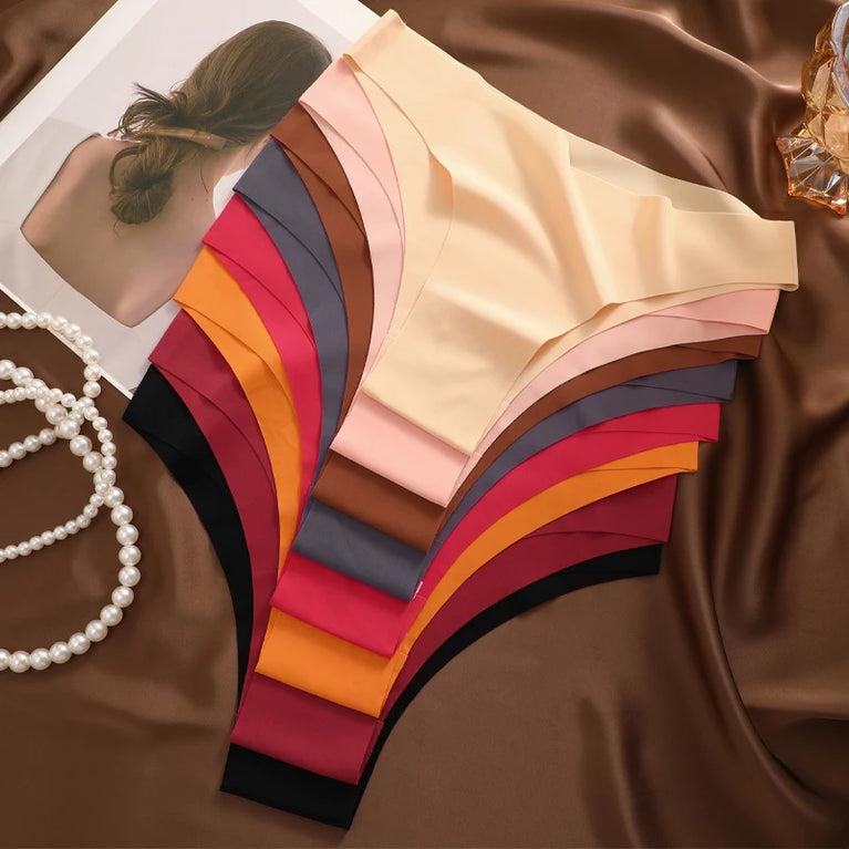 7pc Ice Silk Bikini Set | Seamless Low-Waist Briefs