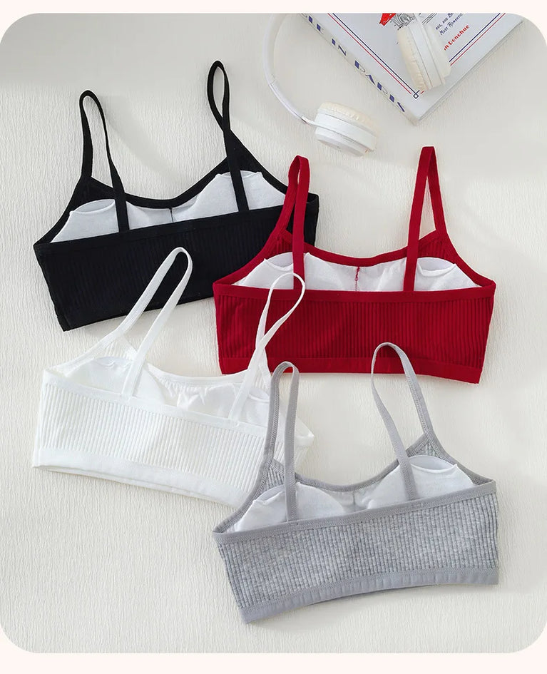 Ribbed Cotton Training Bra | Soft Girls' Sports Vest