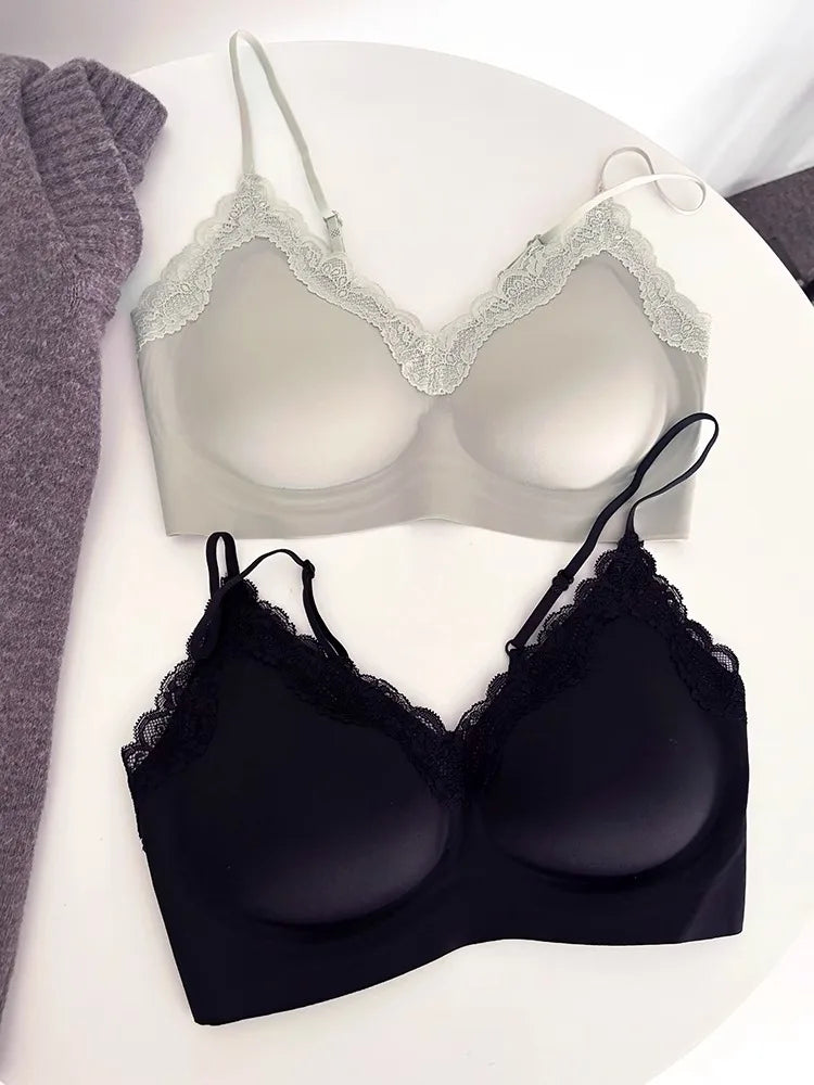 Pure Desire Sexy Lace Bralette | Seamless Gathered V-Neck