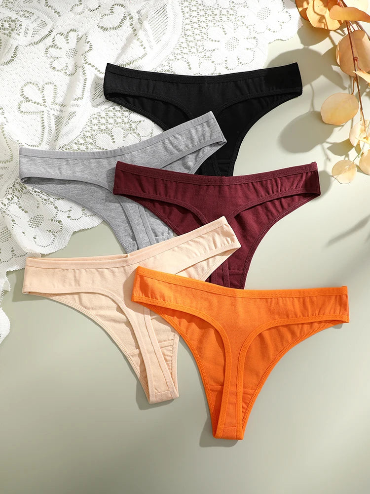 Comfort Cotton G-Strings (5-Pack) – Low-Rise Breathable T-Back Thongs