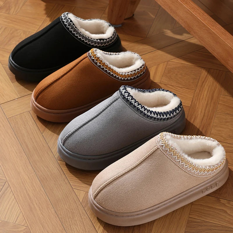 Plush Winter Platform Slippers | Warm Non-Slip Home Shoes