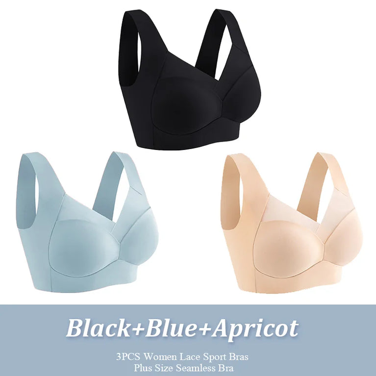 Seamless Lace Sport Bra – Wireless Push-Up Comfort