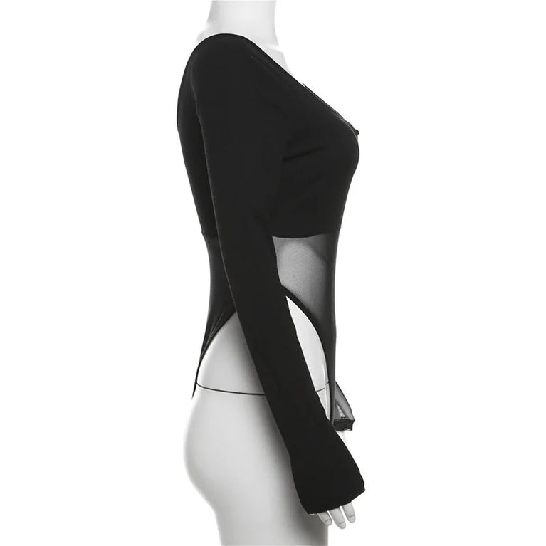Long Sleeve Bodysuit | Sexy V-Neck Bodycon