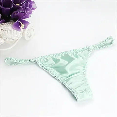100% Pure Mulberry Silk G-String – Breathable Low-Rise Luxury Thong for Women
