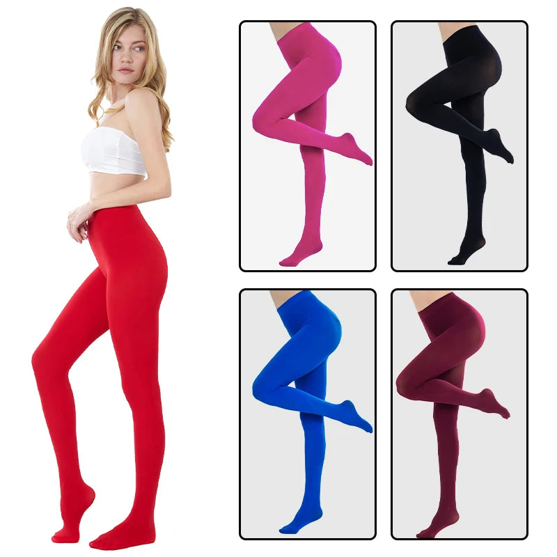 Plus Size Velvet Tights | High-Elasticity Candy Color Pantyhose