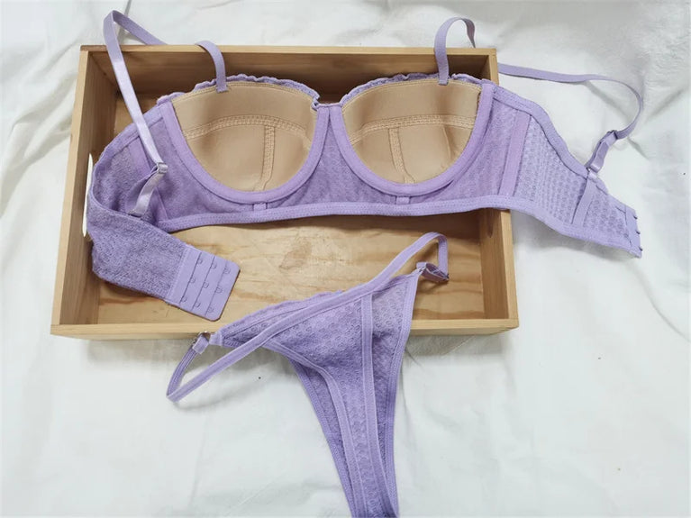 French 1/2 Cup Push-Up Bra Set | Fluorescent Lace Lingerie