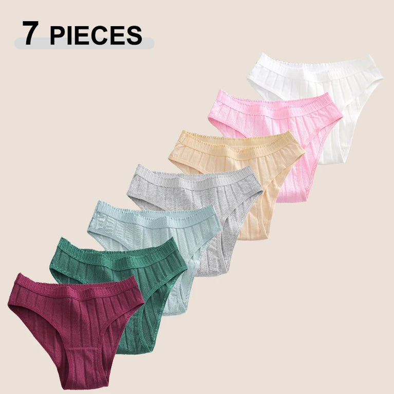 7pc Cotton Briefs | Seamless Mid-Rise Stripe Set