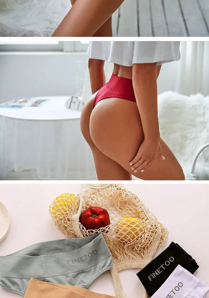 5-Pcs High-Waist Stretchy Thongs – Breathable Seamless G-String Set for Women (M-2XL)