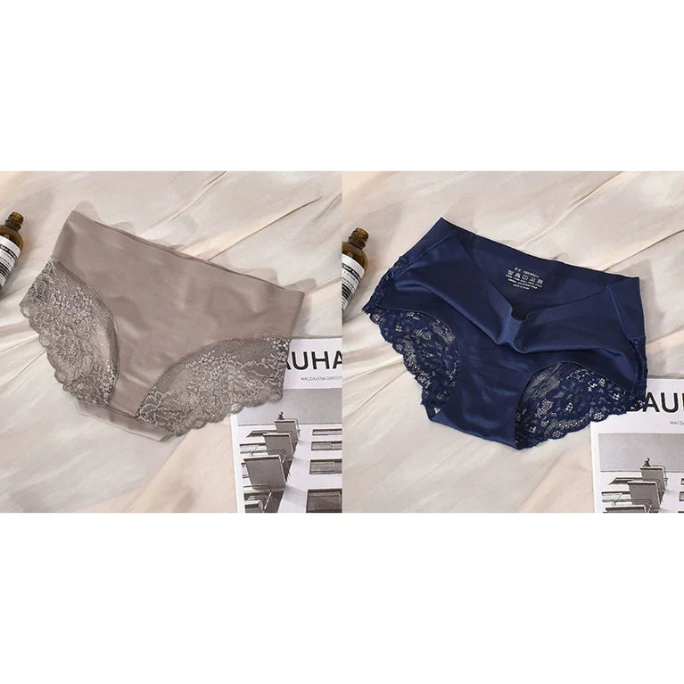 Silk-Satin Lace Briefs | Sexy Seamless Plus Size Lingerie