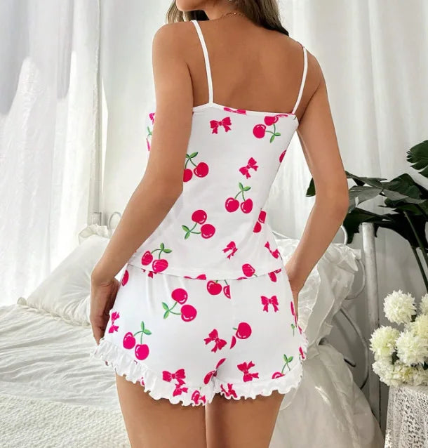 Summer Print Pajama Set | Cami & Ruffle Shorts