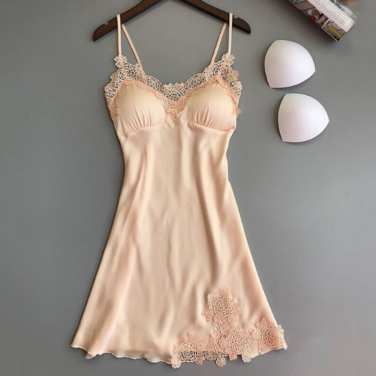 Women’s Sexy Lace Nightdress | Silk-Touch Robe & Briefs Set
