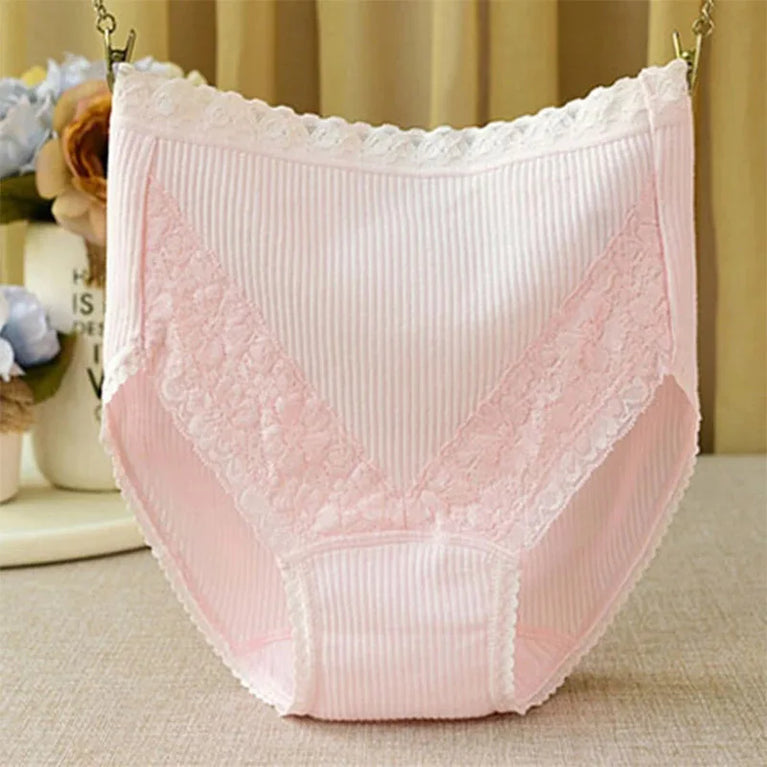High-Waist Cotton Briefs | Seamless Lace-Trim Panties