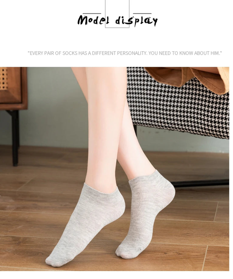 10-Pack Women's Cotton Boat Socks | Breathable Mesh Ankle Socks