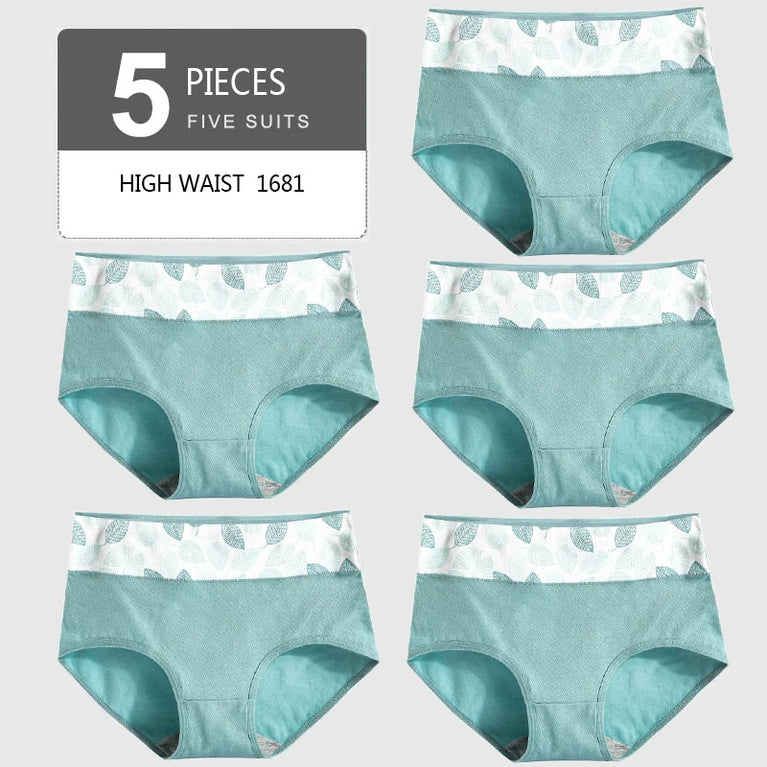 5pc High-Waist Cotton Briefs | Seamless Body Shaper Set