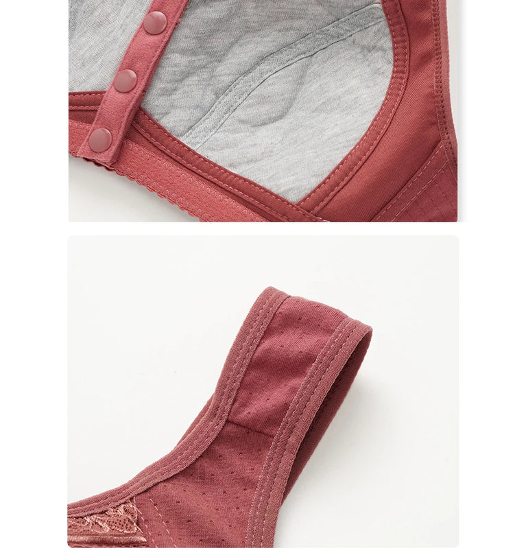 Front-Closure Seamless Bra Set – Wireless Sexy Lace Support