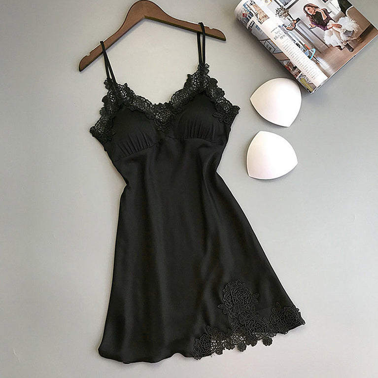 Women’s Sexy Lace Nightdress | Silk-Touch Robe & Briefs Set