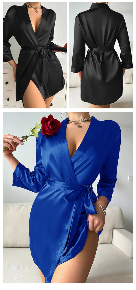 Short Silky Satin Robe | Bride & Bridesmaid Bathrobe