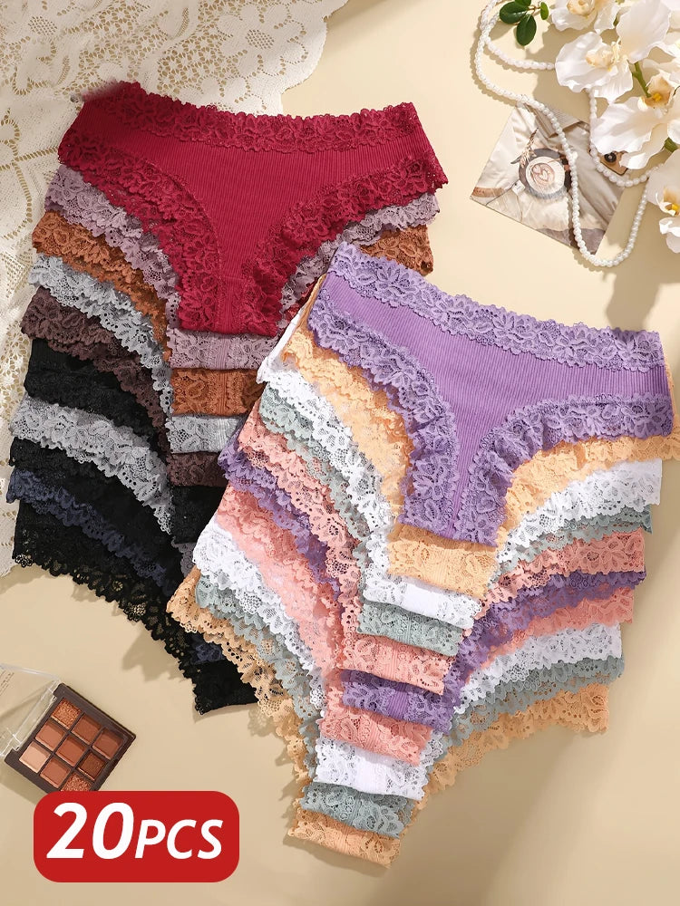 Comfort Cotton Brazilian Thongs (20-Pack) – Low-Rise Seamless Lace G-Strings