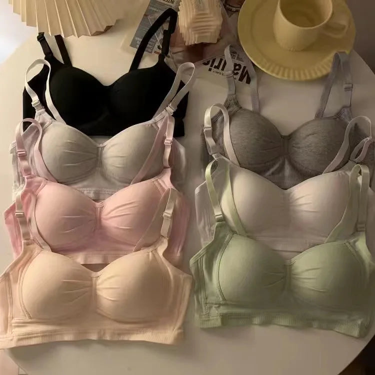 Pure Cotton Wireless V-Neck Bra | Anti-Sagging Comfort