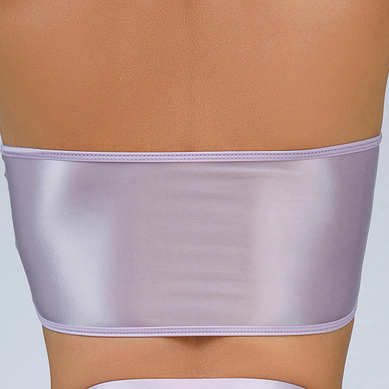 Gemini said Oil Glossy Shiny Strapless Crop Top – High-Stretch Rave Bandeau