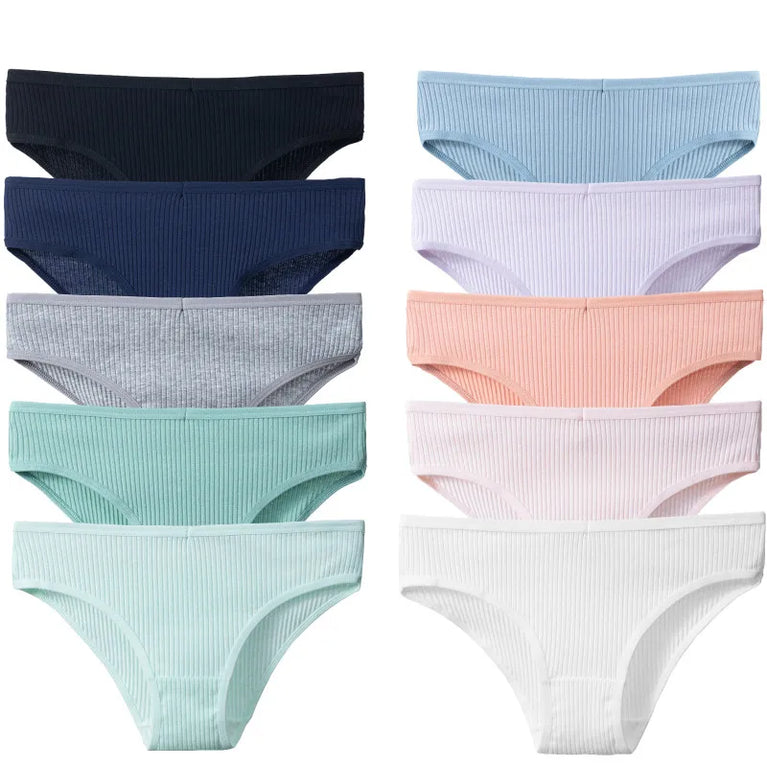 10pc Soft Cotton Briefs | Sexy Breathable Low-Waist Set