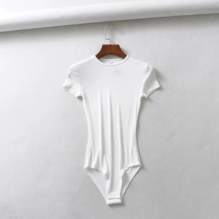 Button-Detail Short Sleeve Bodysuit | Sexy Slim-Fit Summer Romper