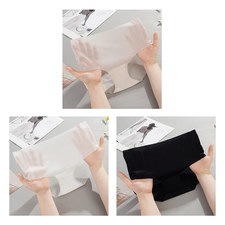 Ice Silk Seamless Briefs (3-Pack) – Low-Rise Ultra-Thin Quick-Dry Panties