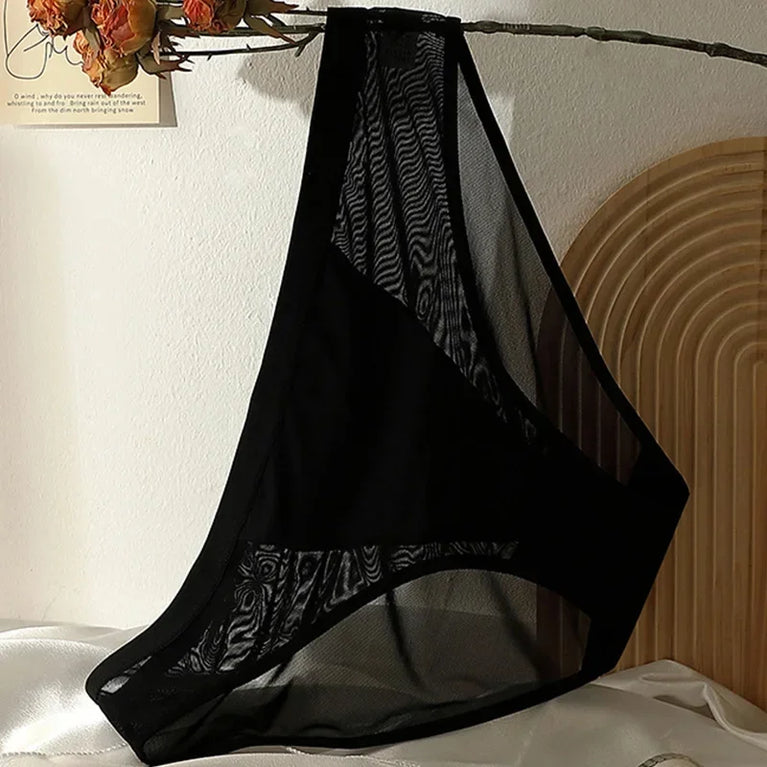 Sexy Mesh Ice Silk Briefs – Low-Rise Seamless Breathable Panties