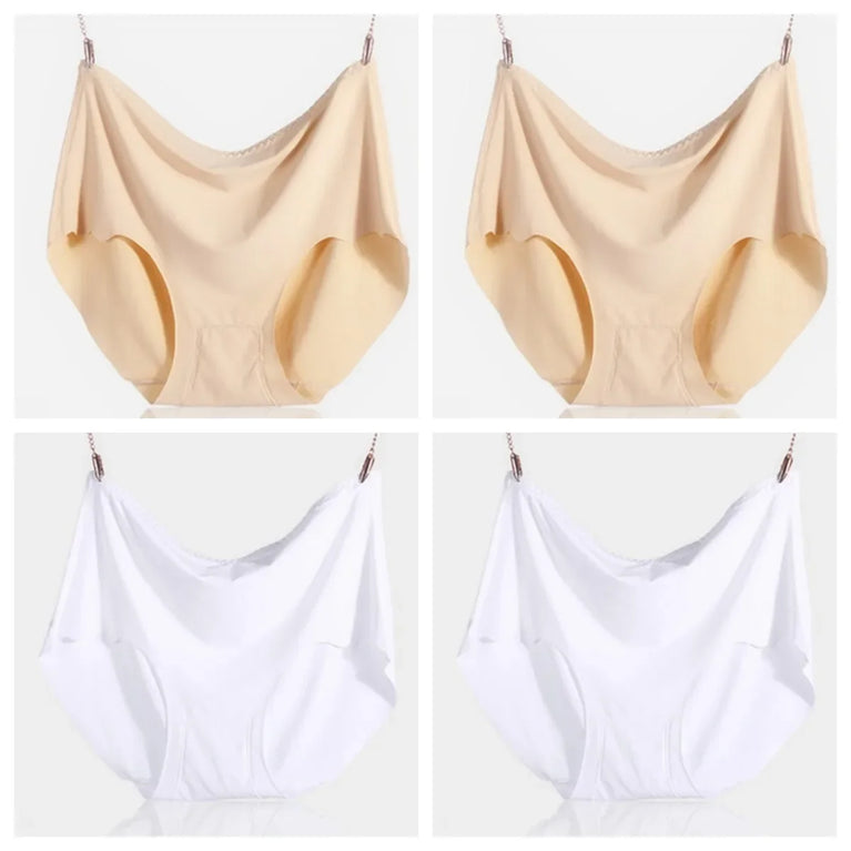 Ice Silk Plus Size Seamless Boyshorts (4-Pack) – Ultrathin Cooling Comfort
