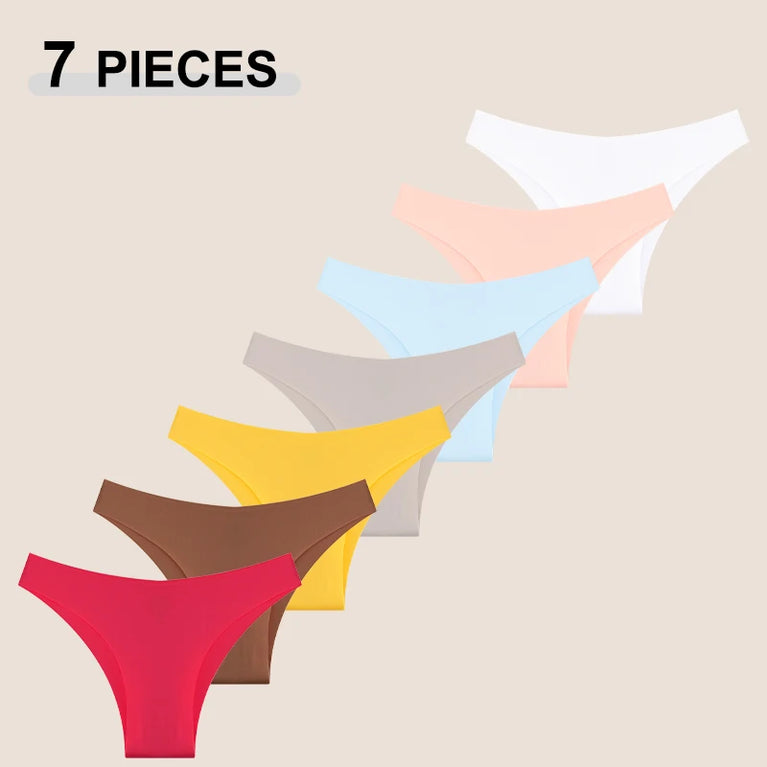 7pc Ice Silk Bikini Set | Seamless Low-Waist Briefs
