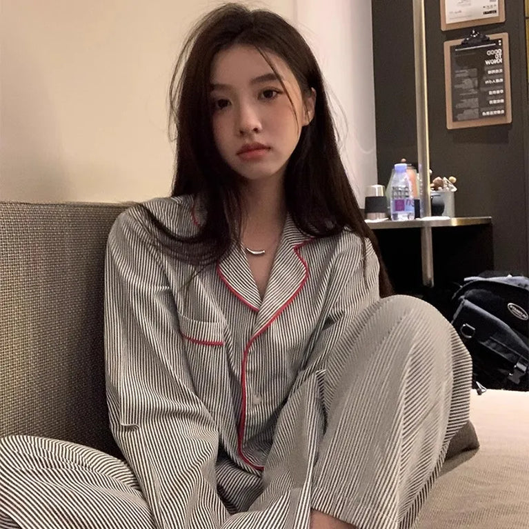 Women’s Soft Striped Pajama Set | Long Sleeve & Trousers