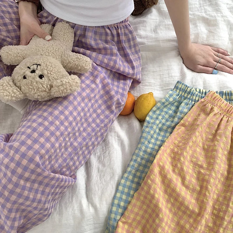 Loose Plaid Pajama Pants | Thin Summer Home Trousers