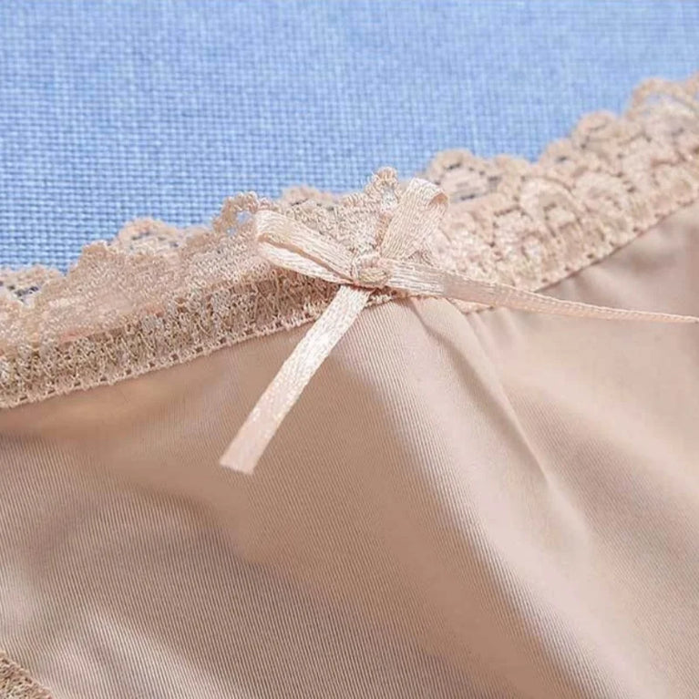 5pc Ice Silk Panties | Lace Trim Brazilian Briefs