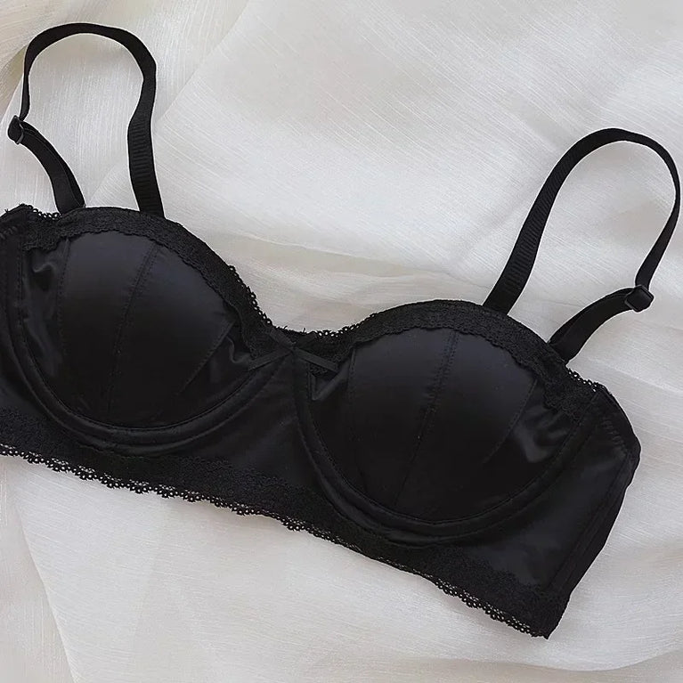 Luxury Satin Deep V Bra | Soft Steel-Free Push-Up Lingerie