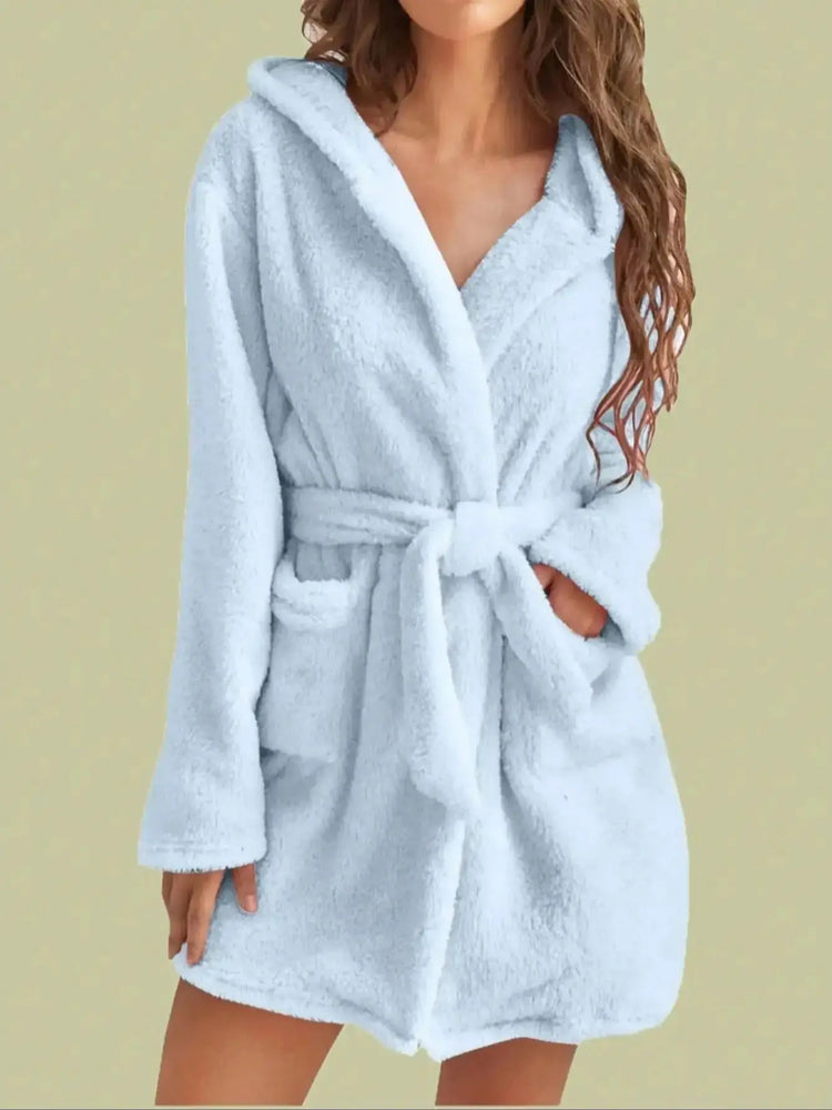 Women’s Thick Hooded Fleece Robe | Cozy Winter Bathrobe