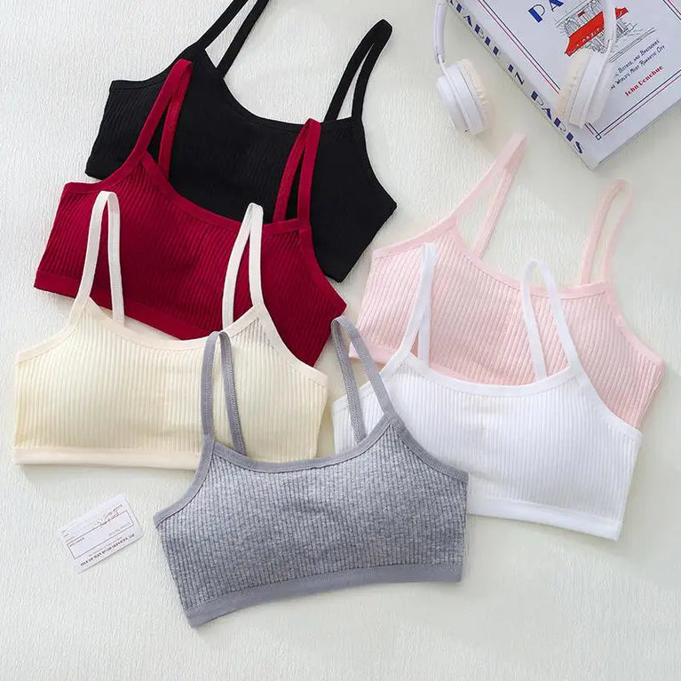 Ribbed Cotton Training Bra | Soft Girls' Sports Vest