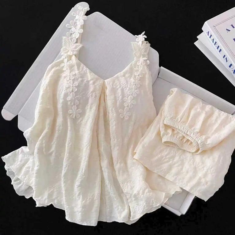 Women’s Sexy V-Neck Pajama Set | Summer Sleeveless Nightwear