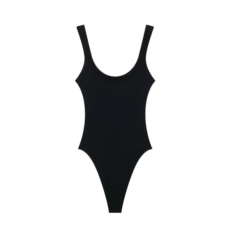 Ribbed Backless Bodysuit | Sexy O-Neck Snap Playsuit