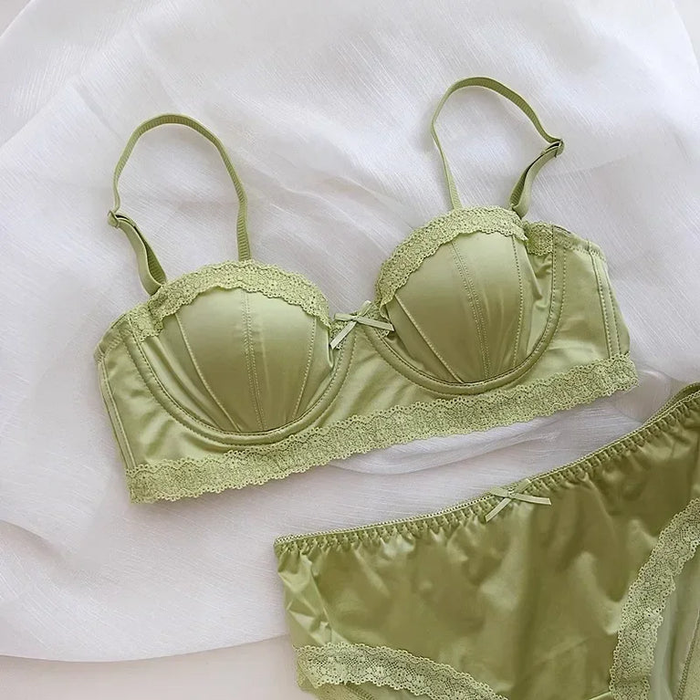 Luxury Satin Deep V Bra | Soft Steel-Free Push-Up Lingerie
