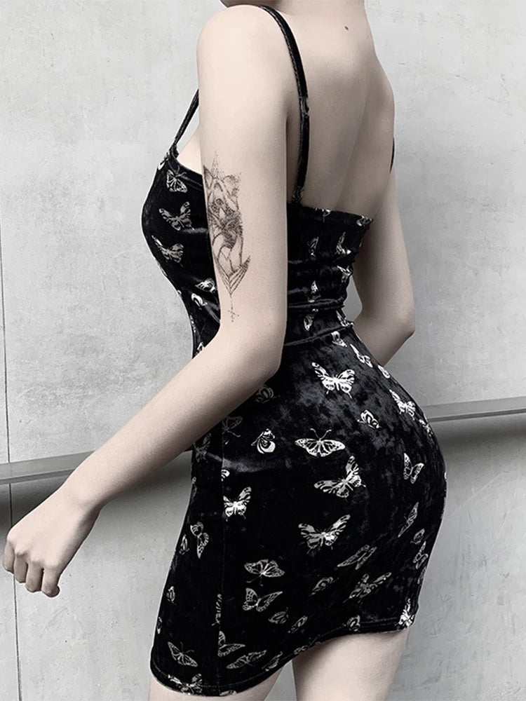 Gothic Spaghetti Strap Slip Dress Mini A-Line Summer Outfit