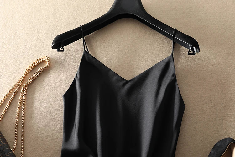 Silk-Satin Summer Camisole | Backless V-Neck Sleeveless Tank