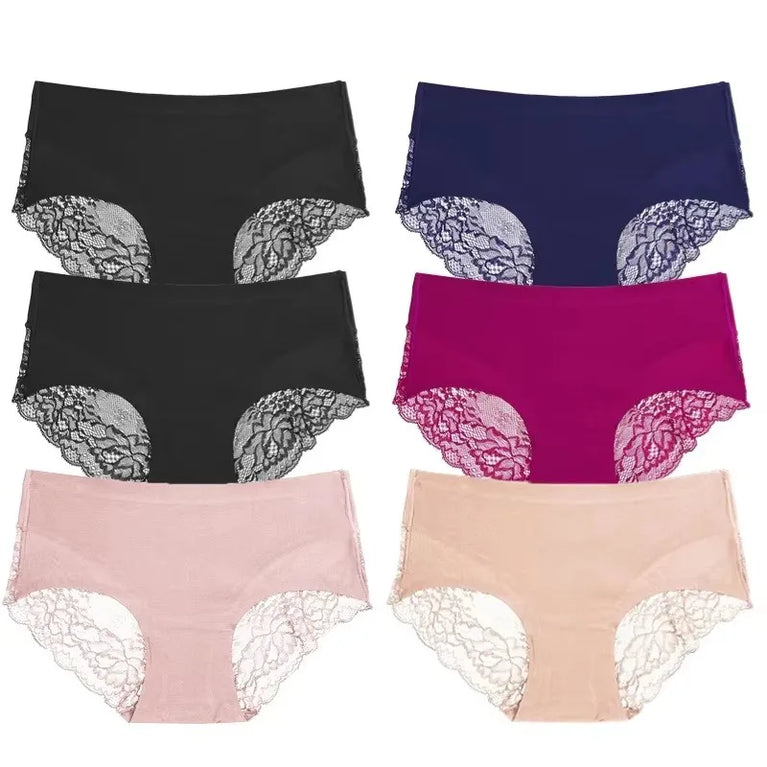 Silk-Satin Lace Briefs | Sexy Seamless Plus Size Lingerie