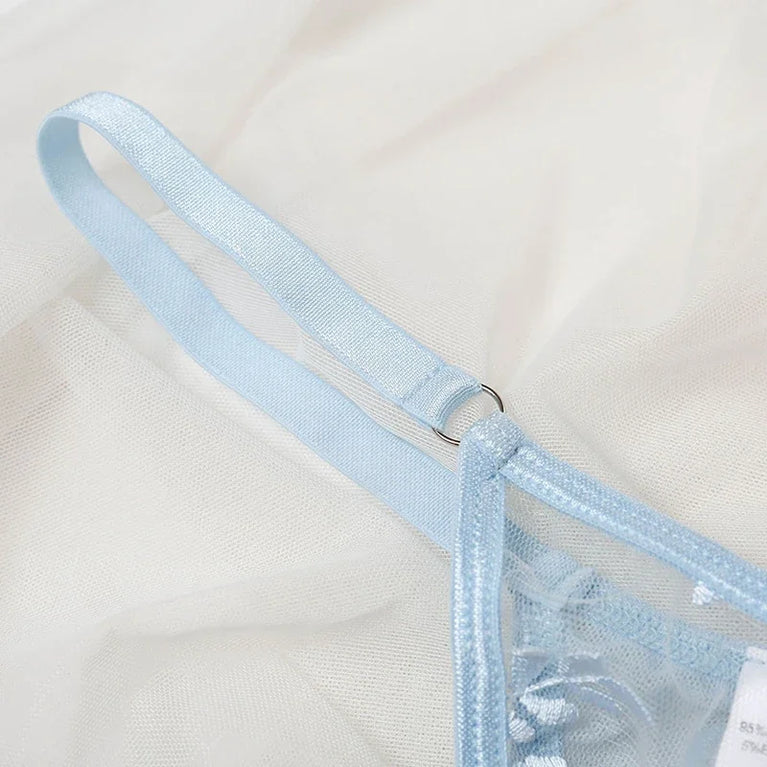 Floral Embroidery Unlined Bra and Brief Set – Sexy Transparent Lingerie