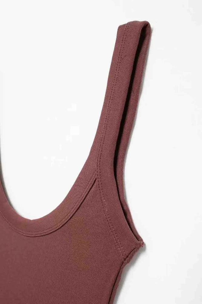 Ribbed Backless Bodysuit | Sexy O-Neck Snap Playsuit