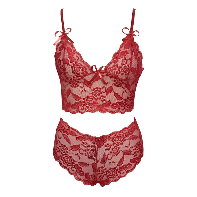 Floral Unlined Bra & Brief Set – Seamless Sexy Lingerie