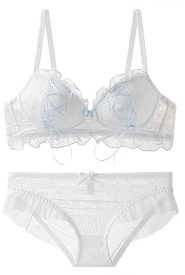 French Butterfly Lace Bra Set | Wire-Free Push-Up Lingerie